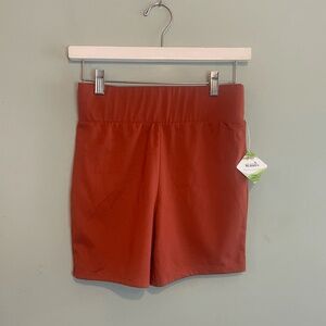 NWT CP Circular Path Womens High Waist Athletic Bike Shorts Orange Small‎